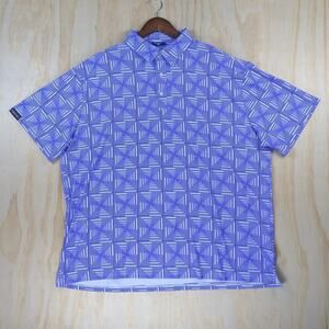 Hreski Men's XXL Purple White Optical Illusion Golf Shirt Short Sleeve